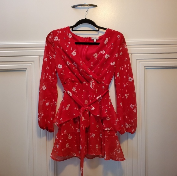 Love, fire red floral dress - Picture 2 of 4